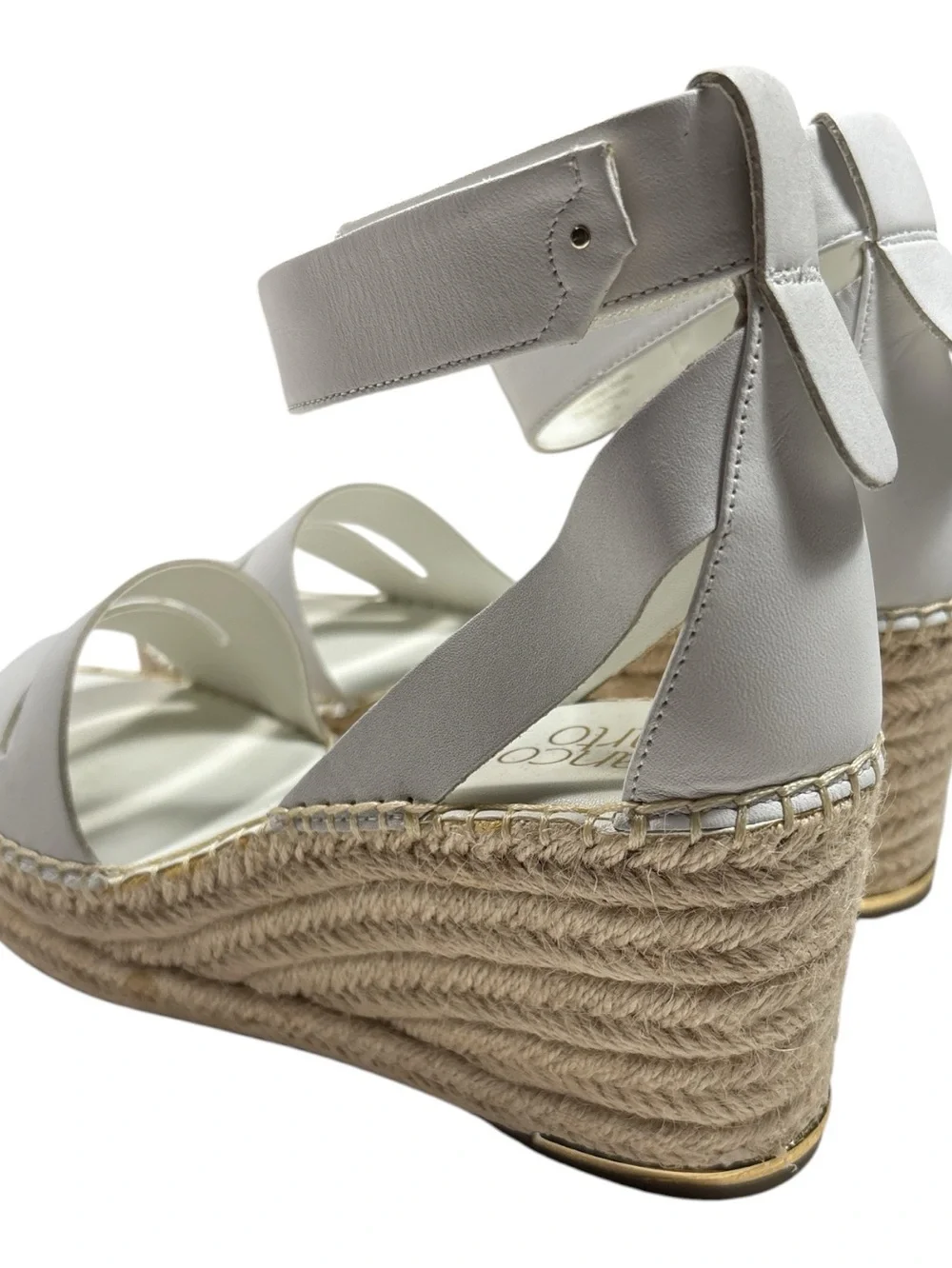 Franco Sarto White Espadrille Ankle-Wrap Wedge Sandals